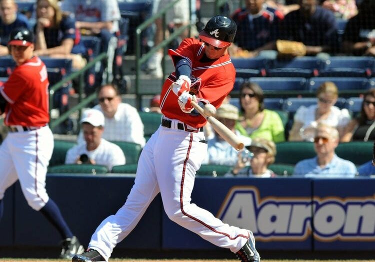 Washington Nationals v Atlanta Braves ATLANTA - APRIL 12: Outfielder Jordan Schafer #24 of the Atlanta Braves bats against the Washington Nationals April 12, 2009 at Turner Field in Atlanta, Georgia. (Photo by Al Messerschmidt/Getty Images)